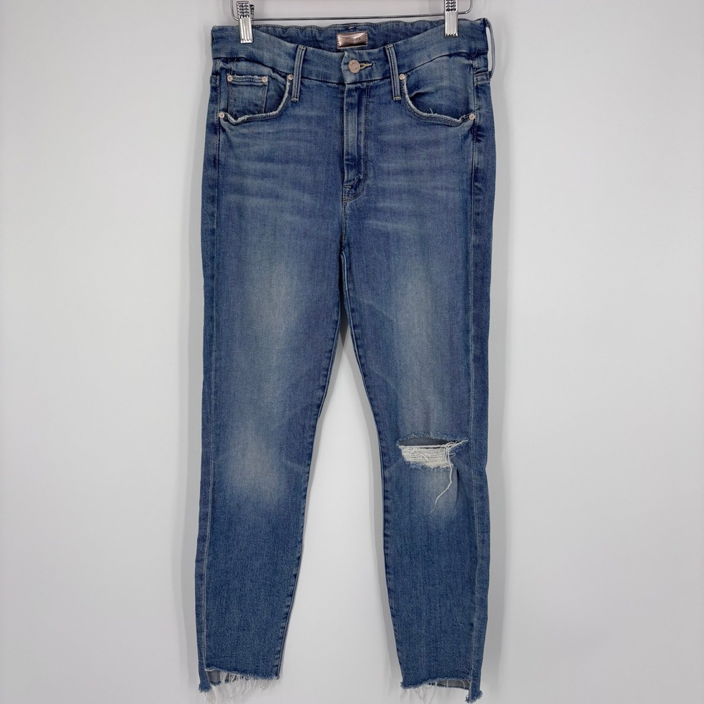 Mother Looker Ankle Step Fray Exposed Secret Sister Jeans Women 28 Blue Designer